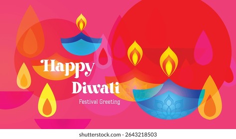 Beautiful greeting card for Hindu community festival Diwali, Diwali celebration greeting card graphic design for Diwali festival celebration in India abstract vector illustration design. 