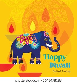 Beautiful greeting card for Hindu community festival Diwali, Diwali celebration greeting card graphic design for Diwali festival celebration in India abstract vector illustration design. 