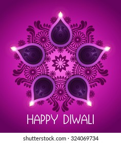 Beautiful greeting card for Hindu community festival Diwali / Happy Diwali festival background illustration / Diwali graphic design. Come with layers.