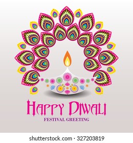 Beautiful greeting card for Hindu community festival Diwali / Happy Diwali festival background illustration / Diwali graphic design for Diwali festival celebration in India
