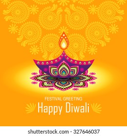 Beautiful greeting card for Hindu community festival Diwali / Happy Diwali festival background illustration / Diwali graphic design for Diwali festival celebration in India
