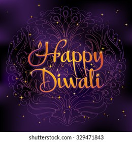 Beautiful greeting card for Hindu community. Happy diwali festival background illustration.