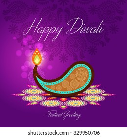 Beautiful greeting card for Hindu community festival Diwali / Happy Diwali festival background illustration / Diwali graphic design for Diwali festival celebration in India
