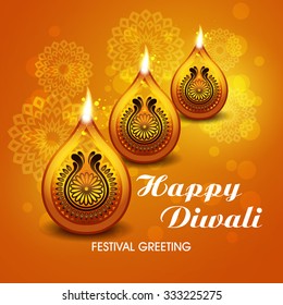 Beautiful greeting card for Hindu community festival Diwali / Happy Diwali festival background illustration / Diwali graphic design for Diwali festival celebration in India
