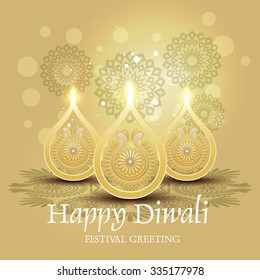Beautiful greeting card for Hindu community festival Diwali / Happy Diwali festival background illustration / Diwali graphic design for Diwali festival celebration in India
