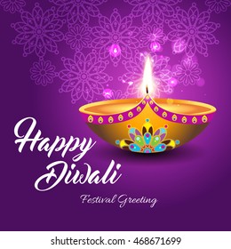 Beautiful greeting card for Hindu community festival Diwali / Happy Diwali festival background illustration / Diwali graphic design for Diwali festival celebration in India