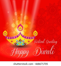 Beautiful greeting card for Hindu community festival Diwali / Happy Diwali festival background illustration / Diwali graphic design for Diwali festival celebration in India