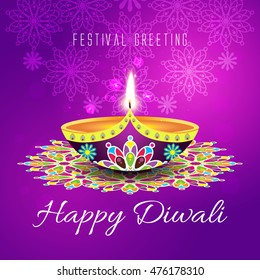 Beautiful greeting card for Hindu community festival Diwali / Happy Diwali festival background illustration / Diwali graphic design for Diwali festival celebration in India