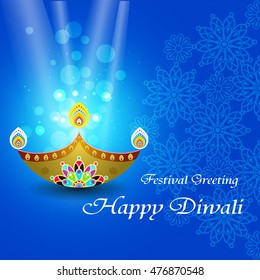 Beautiful greeting card for Hindu community festival Diwali / Happy Diwali festival background illustration / Diwali graphic design for Diwali festival celebration in India

