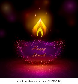 Beautiful greeting card for Hindu community festival Diwali . vector illustration
