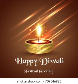 Beautiful greeting card for Hindu community festival Diwali / Happy Diwali - traditional Indian festival colorful background with lamp