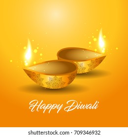 Beautiful greeting card for Hindu community festival Diwali / Happy Diwali - traditional Indian festival colorful background with lamp