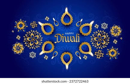 Beautiful greeting card for Indian holiday Diwali (Festival of l