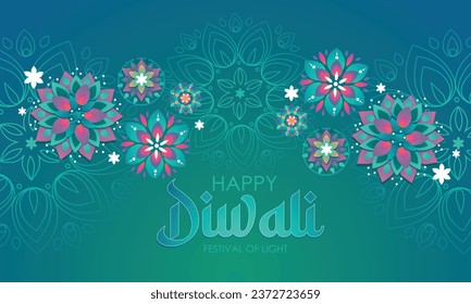 Beautiful greeting card for Indian holiday Diwali (Festival of l