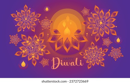 Beautiful greeting card for Indian holiday Diwali (Festival of l