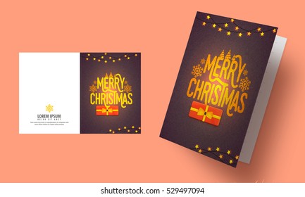 Beautiful Greeting Card or Invitation Card design for Merry Christmas celebrations.