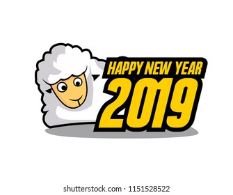 beautiful greeting card or label with sheep illustration for farm theme, vector background, poster or banner