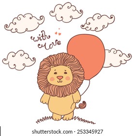 Beautiful greeting card with lion