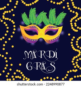 Beautiful greeting card for Mardi Gras (Fat Tuesday) with carniv