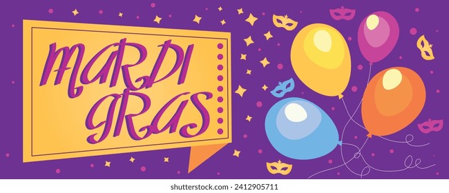 Beautiful greeting card for Mardi Gras (Fat Tuesday) with balloo