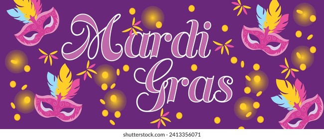 Beautiful greeting card for Mardi Gras (Fat Tuesday) with carniv