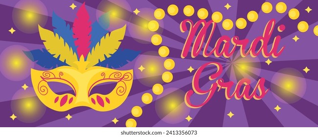 Beautiful greeting card for Mardi Gras (Fat Tuesday) with carniv