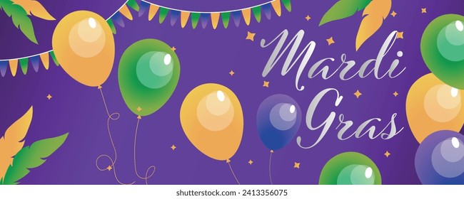 Beautiful greeting card for Mardi Gras (Fat Tuesday) with colorf