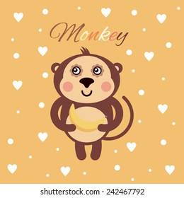 Beautiful greeting card with monkey