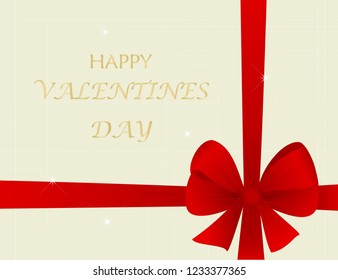 Beautiful greeting card with a red bow. Happy Valentine's Day. Element of design.