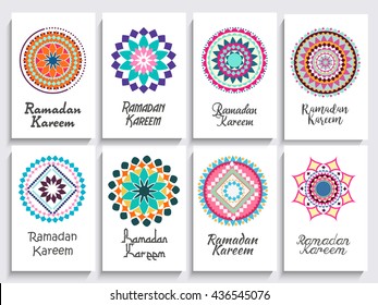 A beautiful greeting card set,poster set of ramadan kareem .