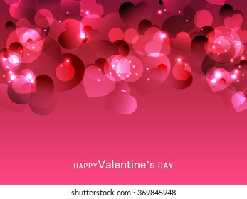 A beautiful Greeting card shiny pink hearts on pink background.