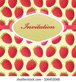 Beautiful greeting card with strawberry pattern
