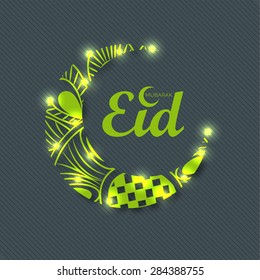 A Beautiful Greeting Card Template For Eid Mubarak.