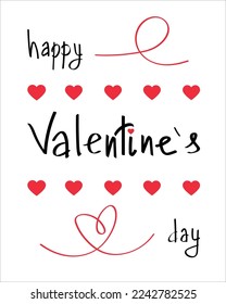 Beautiful greeting card for Valentine's Day with red hearts on w