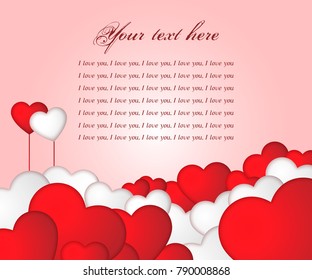 Beautiful greeting card for Valentine's Day, vector background with hearts and space for text