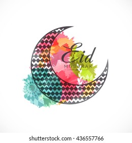 A beautiful greeting card,banner or poster of ramadan mubarak with decorated moon with flowers.