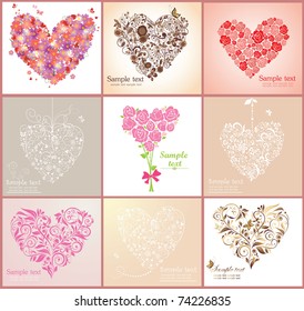 Beautiful greeting cards with hearts