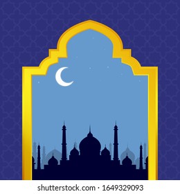 beautiful greeting cards for muslim celebration illustration design