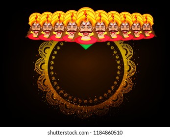 Beautiful greeting design for Happy Dussehra on decorative background.