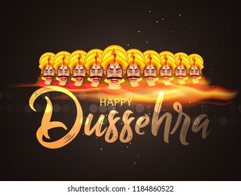 Beautiful greeting design for Happy Dussehra on decorative background.