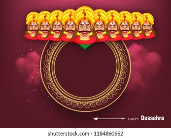Beautiful greeting design for Happy Dussehra on decorative background.