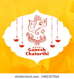 beautiful greeting design of lord ganesha festival