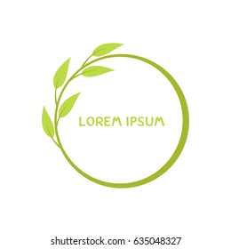 Beautiful greeting leaf frame. Round frame. Floral elements template. Vector