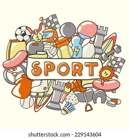 Beautiful greeting sport card. Cute poster design. Hand drawn vector illustration.
