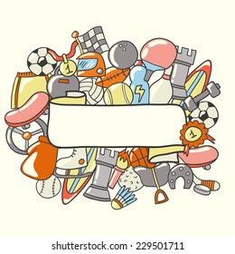 Beautiful greeting sport card with a place for your text. Cute poster design. Hand drawn vector illustration.