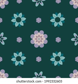 Beautiful gren seamless vector floral pattern, spring summer abstract elegance background with flowers for wallpaper, wrapping paper or textile.
