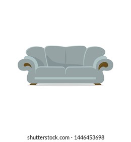 Beautiful grey couch.  Sofa for the interior.  Isolated flat vector illustration on background.