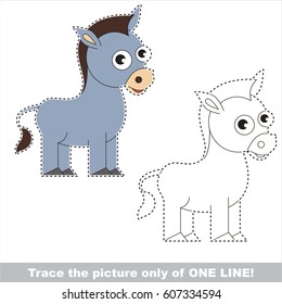 The Beautiful Grey Farm Donkey. Dot to dot educational game for kids.