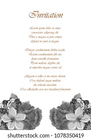 Beautiful grey floral frame. For your printed products design. Postcards, greeting cards and invitations for birthday, wedding, Valentine's day, party. Vector illustration.