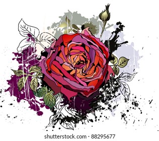 Beautiful grunge background with rose